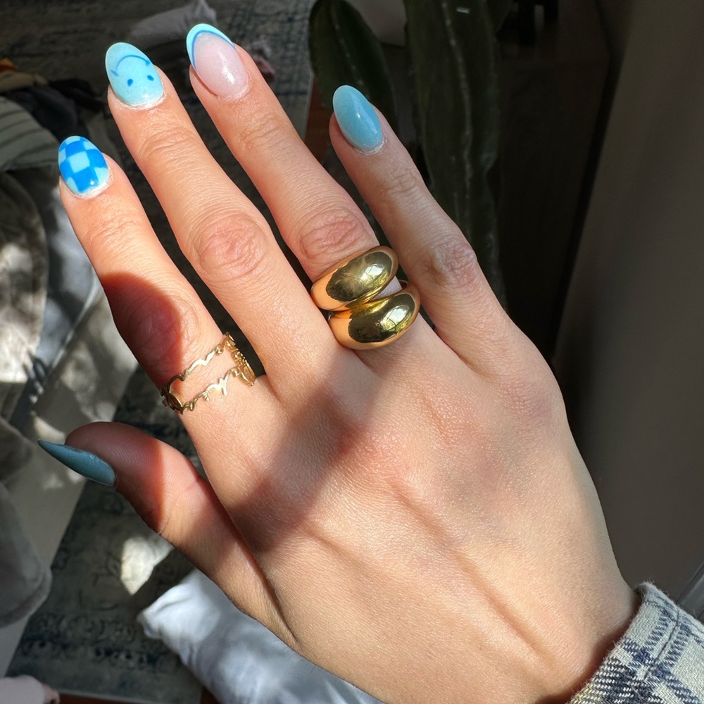 BaubleBar set of two gold dome rings